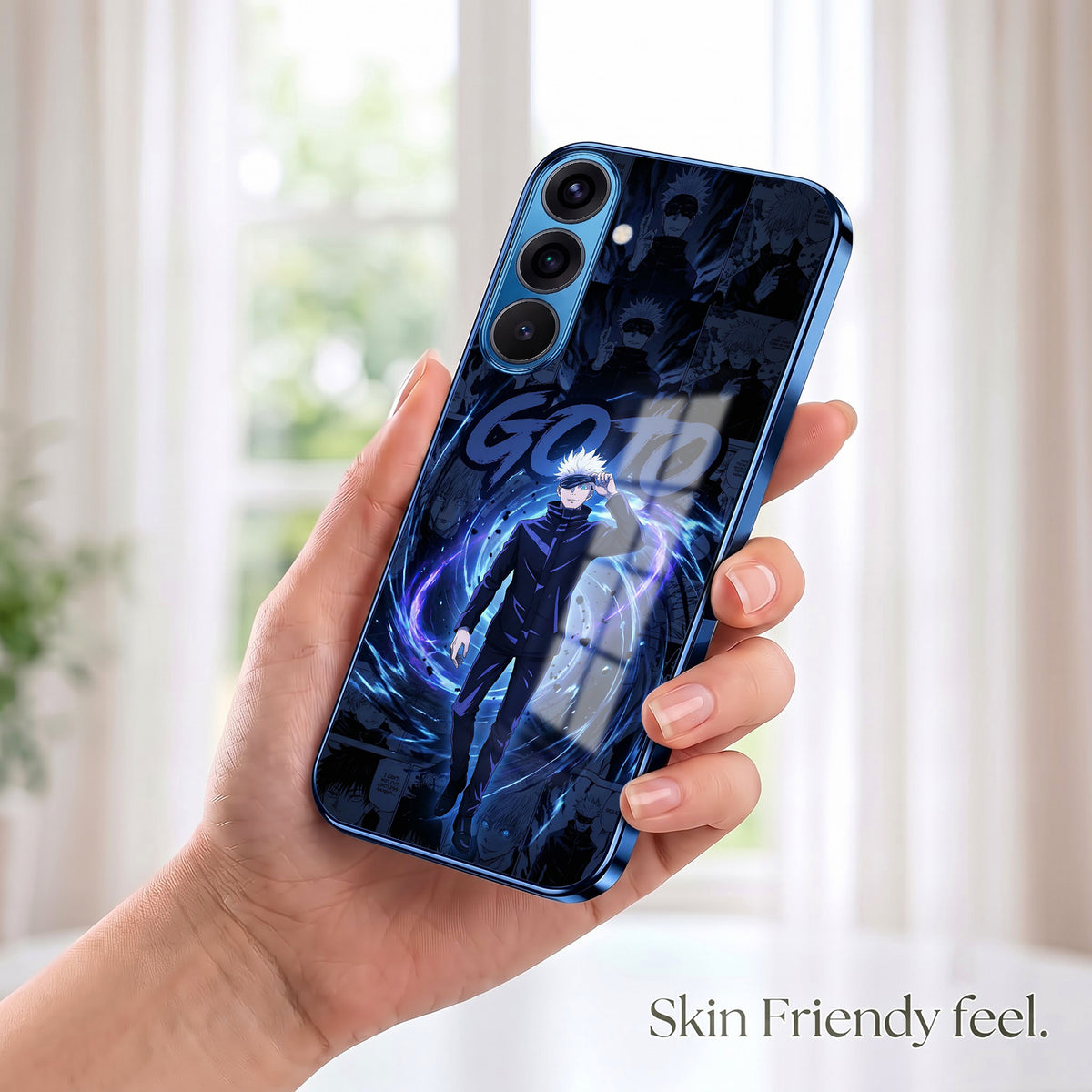 Samsung Galaxy A36 5G Jujutsu Kaisen Blue Electroplated Glass Phone Back Case