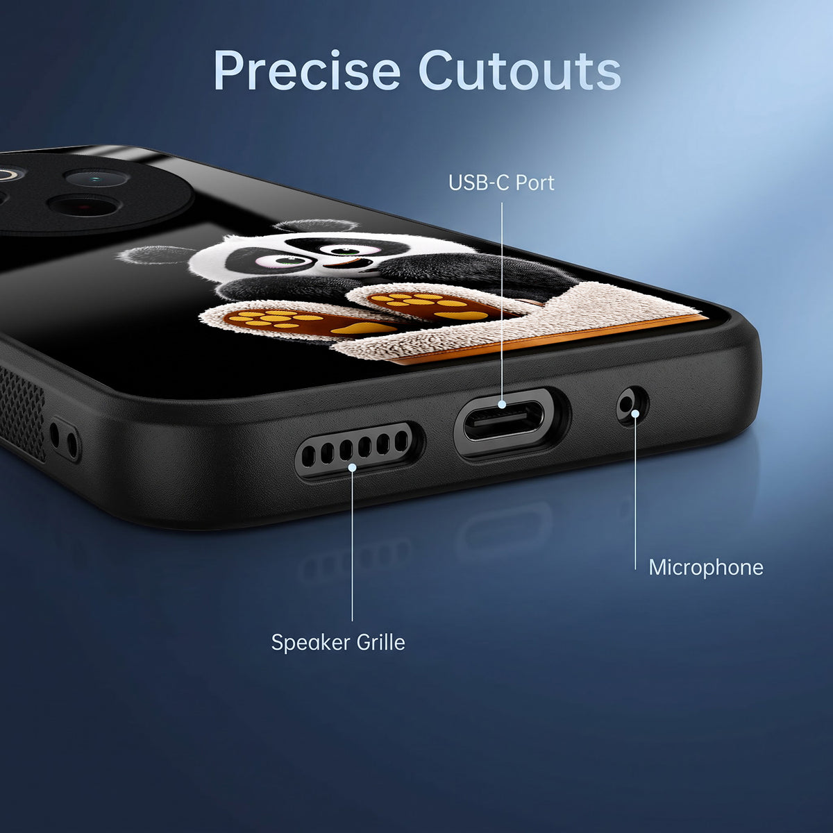 Vivo T4 5G Cute Panda Acrylic Glass Back Case