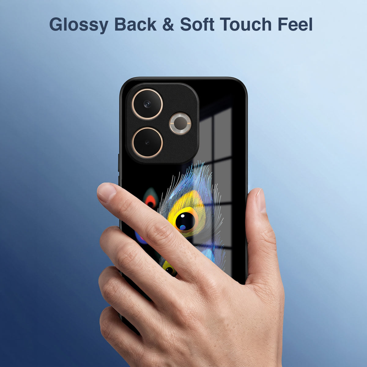 Oppo A5 Pro 5G Premium Peacock Feather Acrylic Glass Back Case