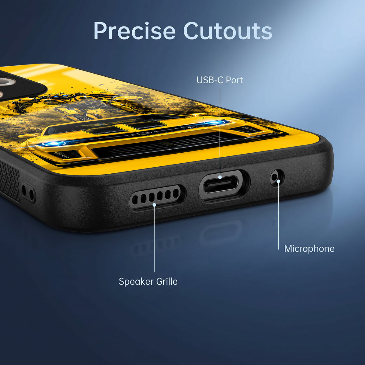 Oppo A5 Pro 5G Yellow Transformers Car Acrylic Glass Back Case