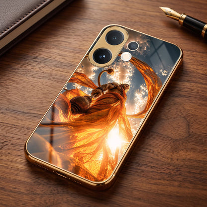 Vivo V60 5G Divine Hanuman Gold Electroplated Glass Phone Back Case
