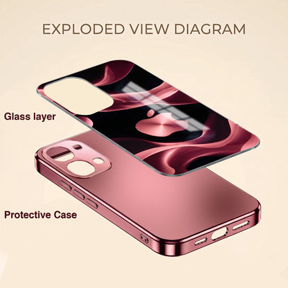 Vivo T5x 5G Luxury Wave Pink Electroplated Glass Phone Back Case