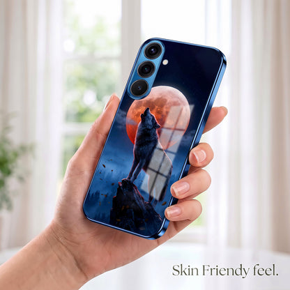 Samsung Galaxy A56 5G Lunar Wolf Blue Electroplated Glass Phone Back Case
