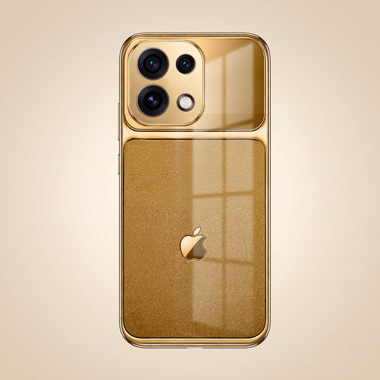 Oppo Reno 16C 5G Royal Touch Apple Gold Electroplated Glass Phone Back Case