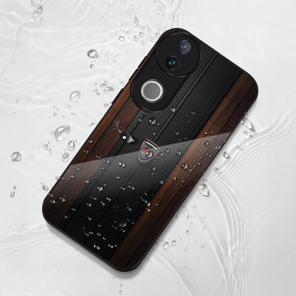 Vivo V50 5G Premium Acrylic Shockproof Glass Back Case (Carbon Oak)