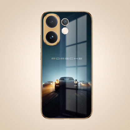 Vivo V60 5G Porsche Luxury Gold Electroplated Glass Phone Back Case