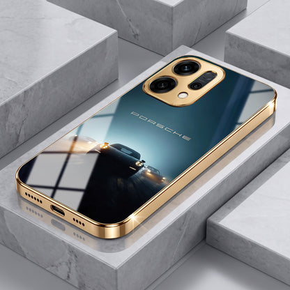 Oppo Reno 14 5G Porsche Luxury Gold Electroplated Glass Phone Back Case