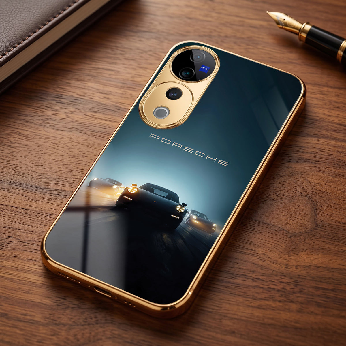 Vivo V40 Pro 5G Porsche Luxury Gold Electroplated Glass Phone Back Case