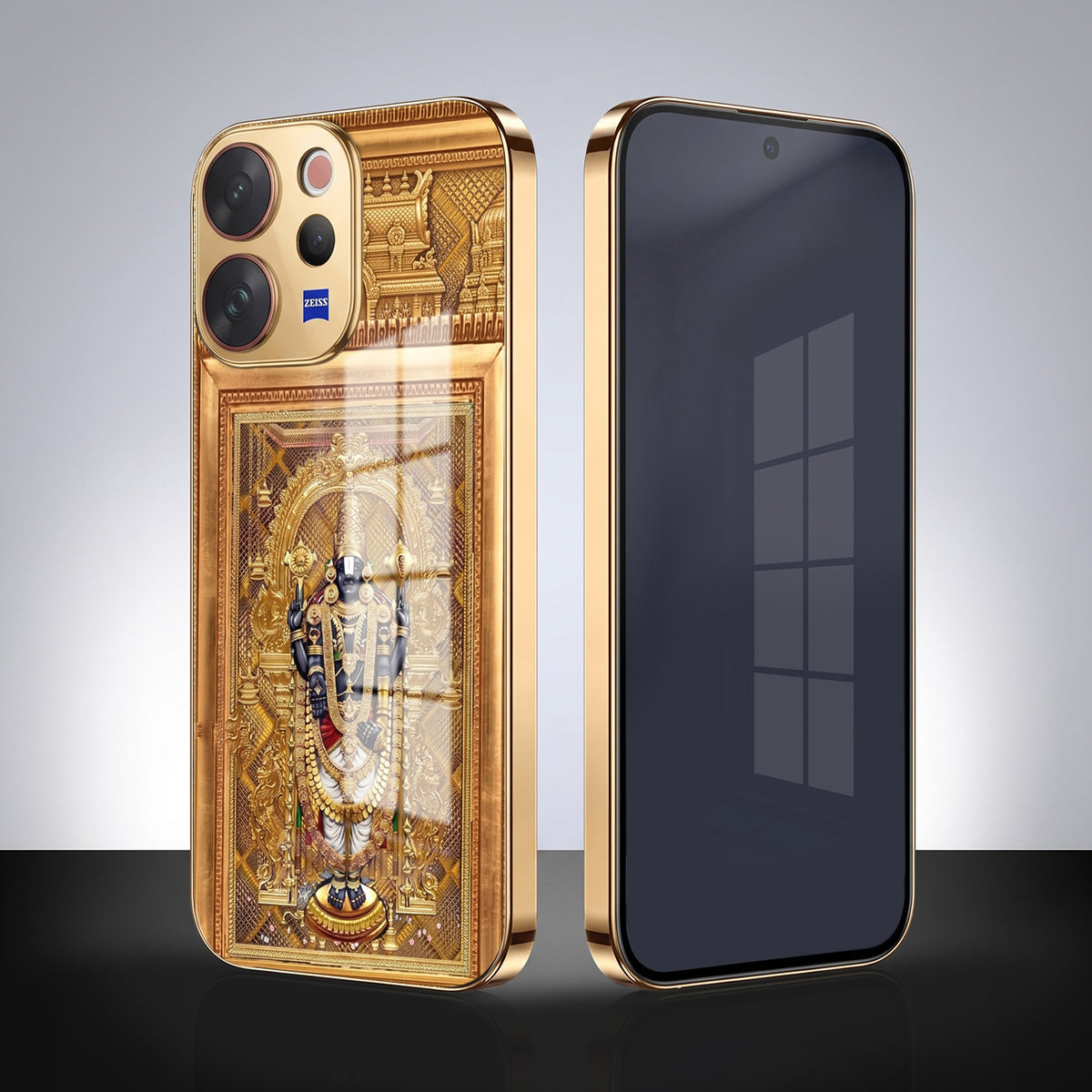 Vivo V70 5G Premium Heritage Gold Electroplated Glass Phone Back Case
