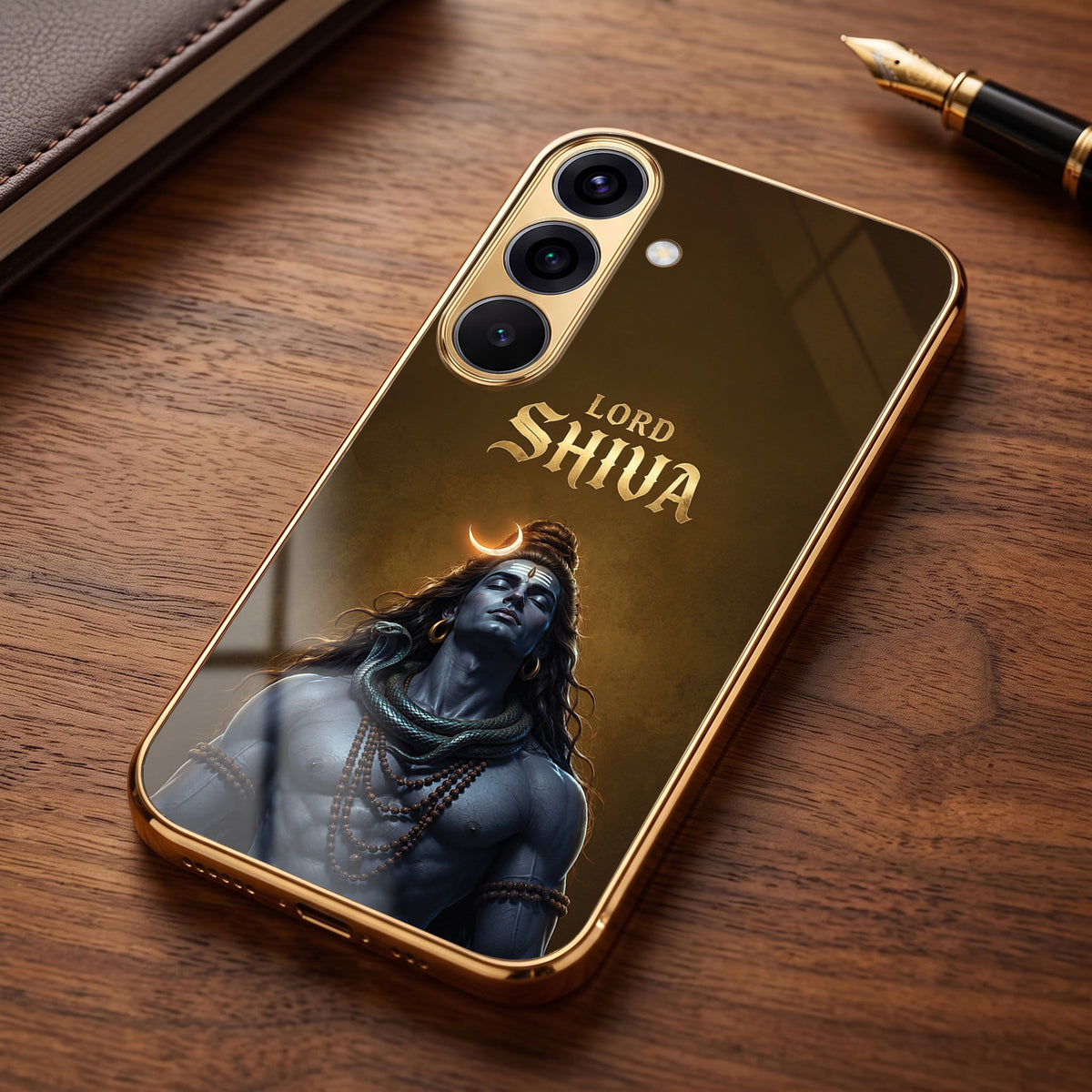 Samsung Galaxy A36 5G Lord Shiva Gold Electroplated Glass Phone Back Case