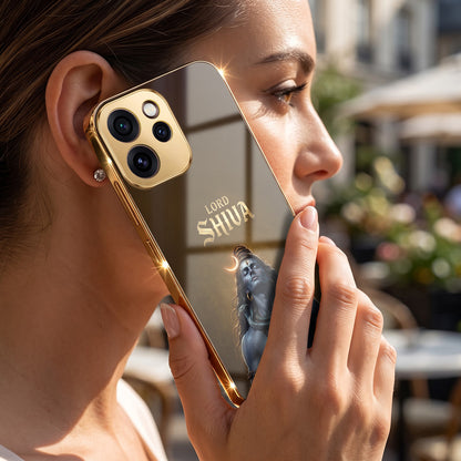 Oppo Reno 15 Pro Mini 5G Lord Shiva Gold Electroplated Glass Phone Back Case