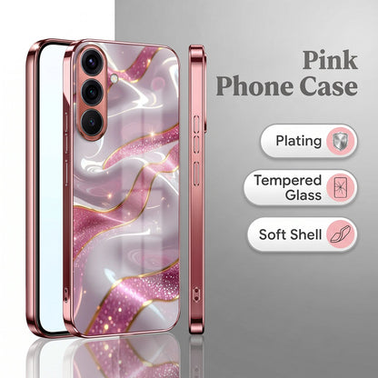 Samsung Galaxy A56 5G Pearl Marble Pink Electroplated Glass Phone Back Case