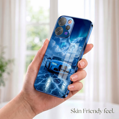 Vivo V70 5G Ice Dragon GT Blue Electroplated Glass Phone Back Case