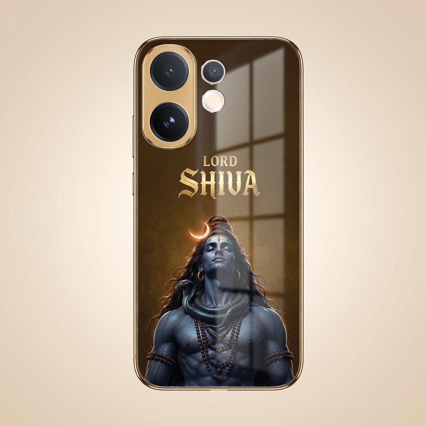 Vivo V60 5G Lord Shiva Gold Electroplated Glass Phone Back Case