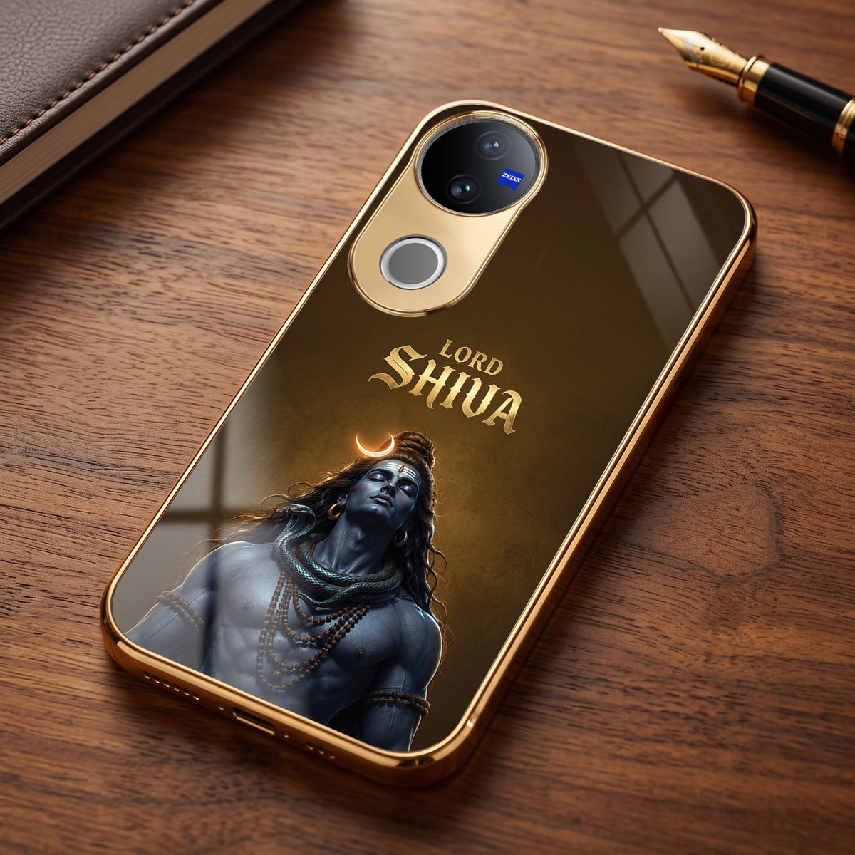 Vivo V50 5G Lord Shiva Gold Electroplated Glass Phone Back Case