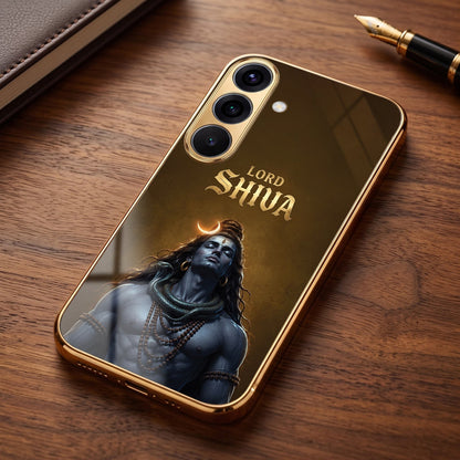 Samsung Galaxy A56 5G Lord Shiva Gold Electroplated Glass Phone Back Case