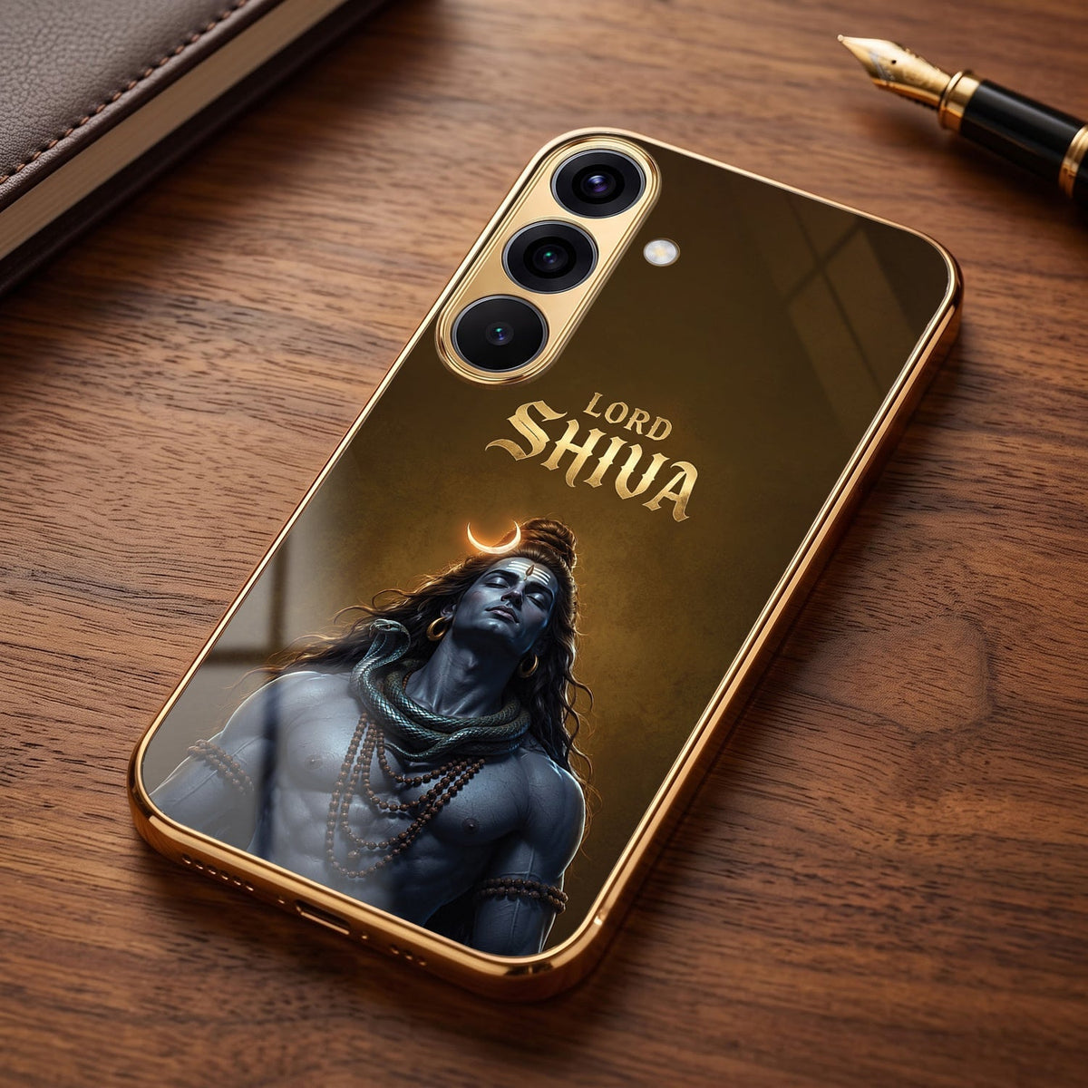 Samsung Galaxy A36 5G Lord Shiva Gold Electroplated Glass Phone Back Case