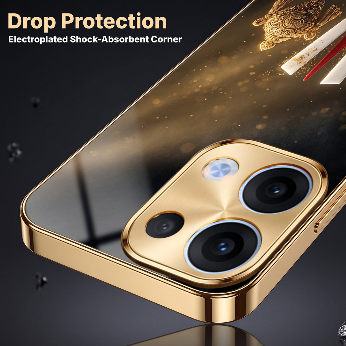 Oppo Reno 13 5G Royal Heritage Edition Gold Electroplated Glass Phone Back Case