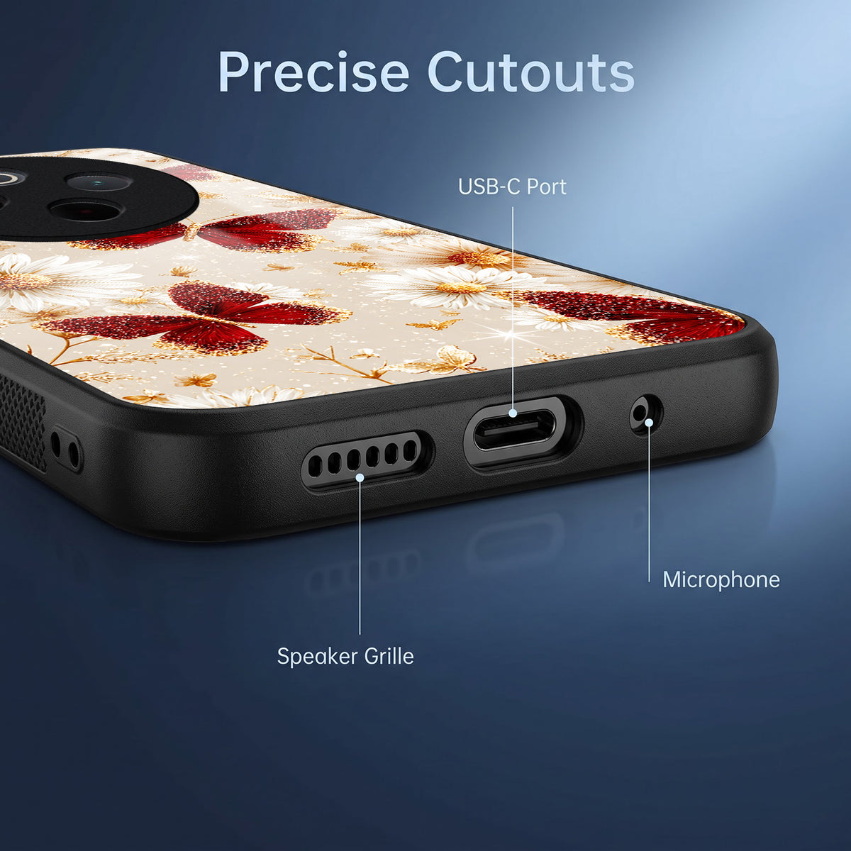 Vivo T4 5G Butterfly Floral Acrylic Glass Back Case