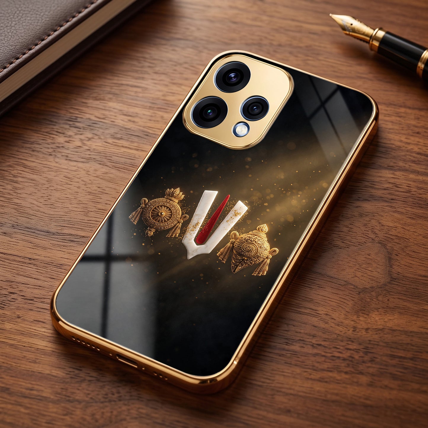 Oppo Reno 15 5G Royal Heritage Edition Gold Electroplated Glass Phone Back Case