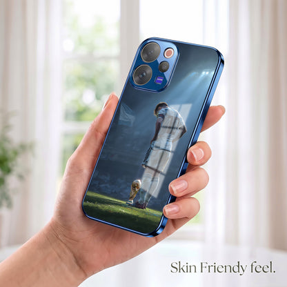 Vivo V70 5G Football Champion Blue Electroplated Glass Phone Back Case