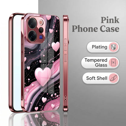 Vivo V70 5G Love Sparkle Pink Electroplated Glass Phone Back Case