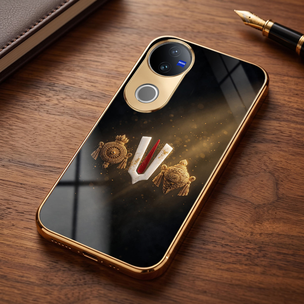 Vivo V50 5G Royal Heritage Edition Gold Electroplated Glass Phone Back Case