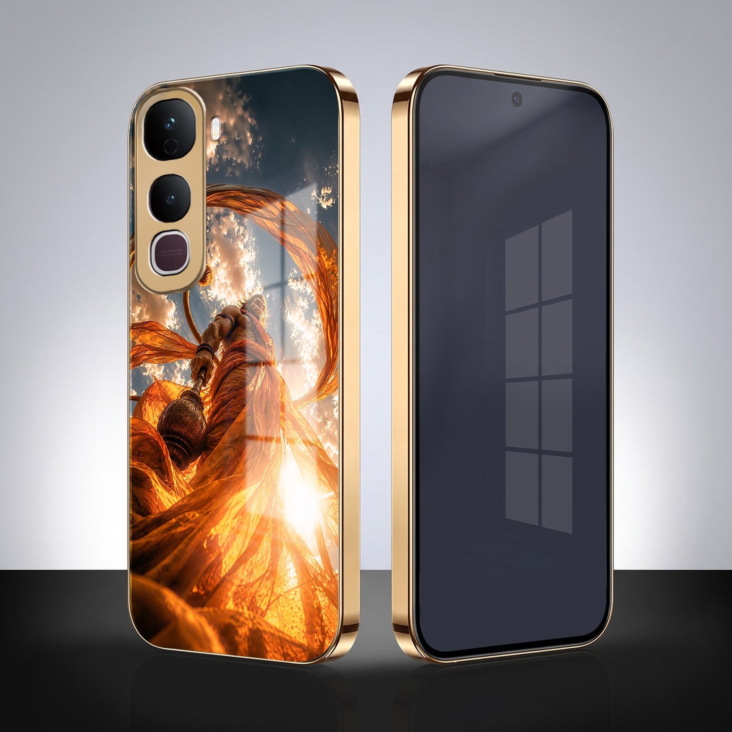 Vivo Y400 Pro 5G Divine Hanuman Gold Electroplated Glass Phone Back Case