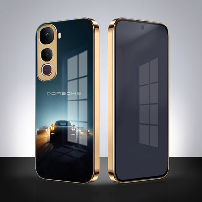 Vivo Y400 Pro Porsche Luxury Gold Electroplated Glass Phone Back Case