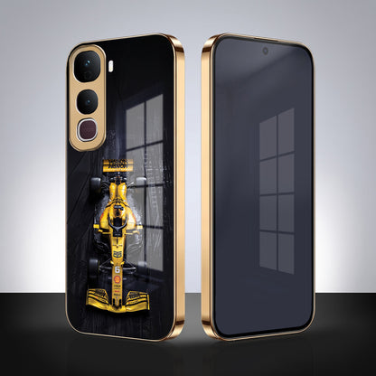 Vivo Y400 Pro 5G F1 Racing Car Gold Electroplated Glass Phone Back Case