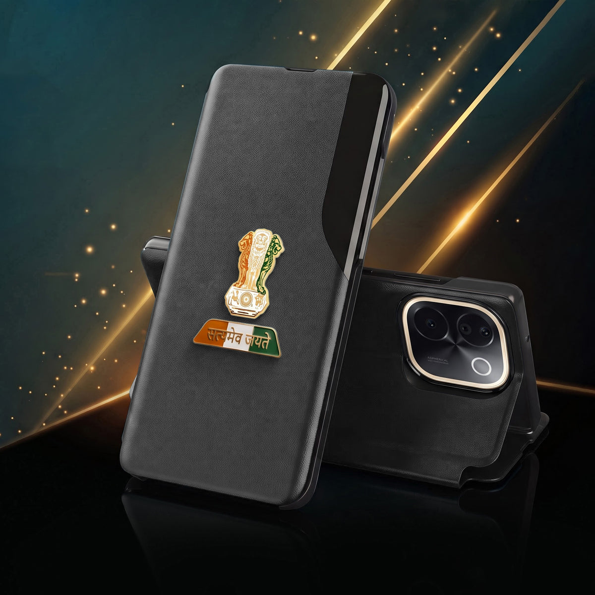Vivo T3 Pro 5G Premium Tri-Color Satyamev Jayate Half Window Flip Case