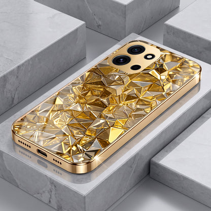 OnePlus Nord 6 5G Golden Diamond Shatter Gold Electroplated Glass Phone Back Case