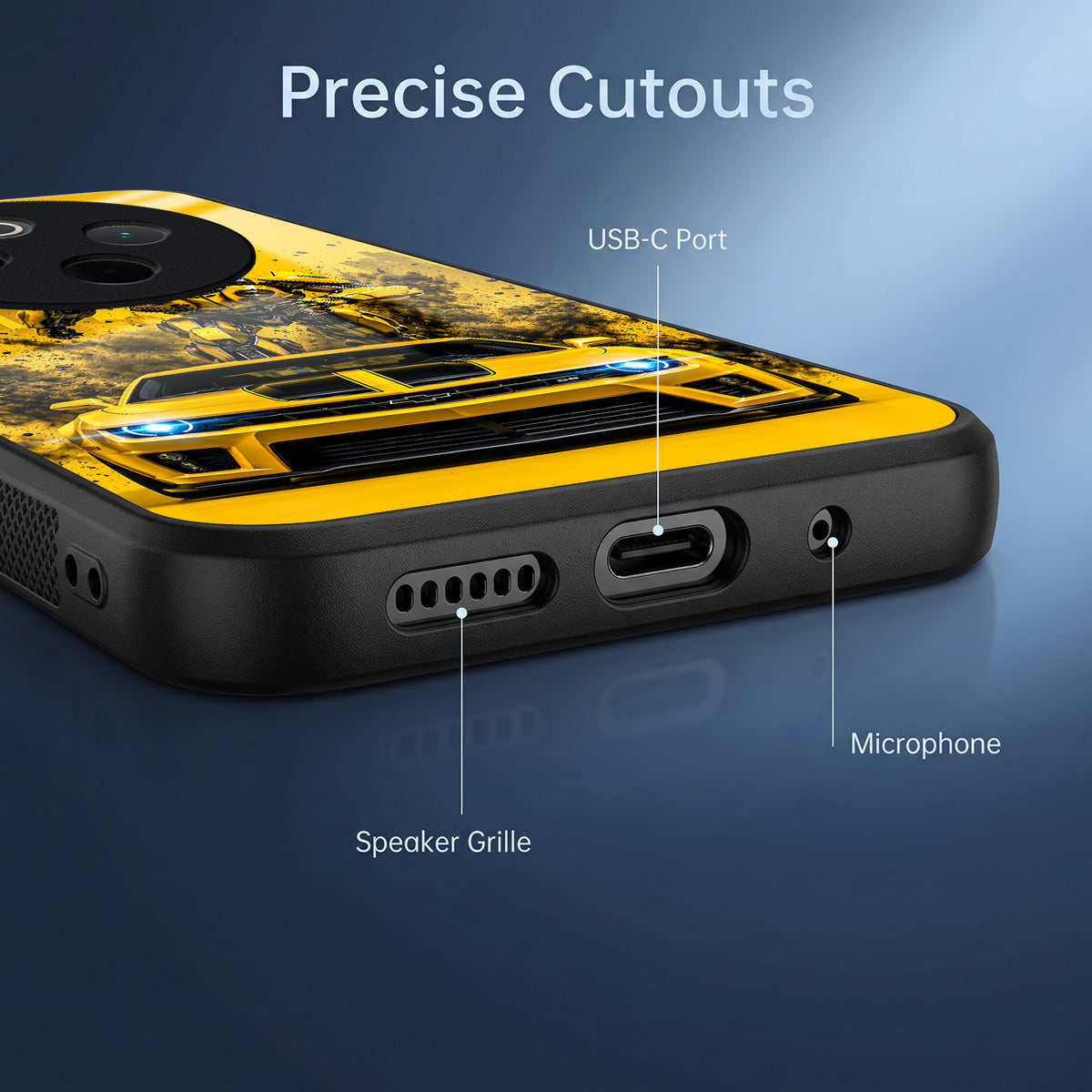 Vivo T4 5G Yellow Transformers Car Acrylic Glass Back Case