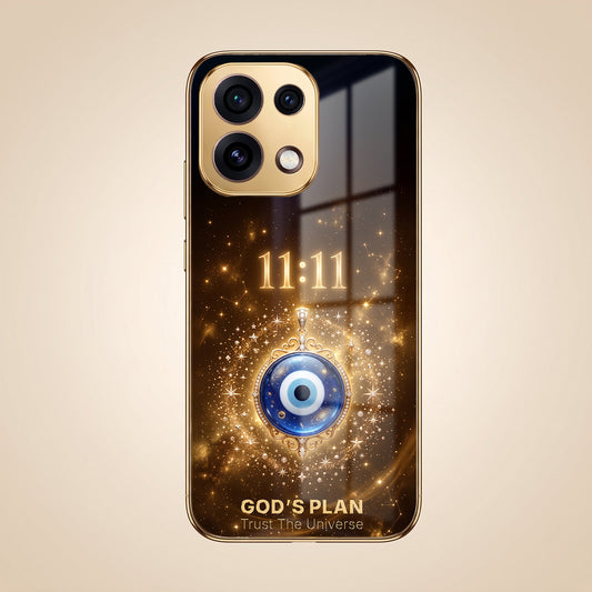 Oppo Reno 16C 5G God’s Plan Evil Eye Gold Electroplated Glass Phone Back Case