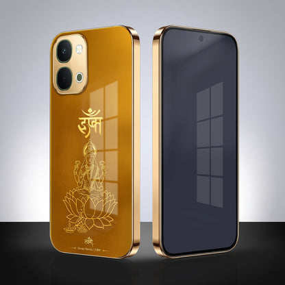 Vivo T5x 5G Shree Lakshmi Divine Gold Electroplated Glass Phone Back Case