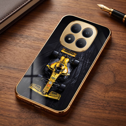 Redmi Note 15 Pro Plus 5G F1 Racing Car Gold Electroplated Glass Phone Back Case