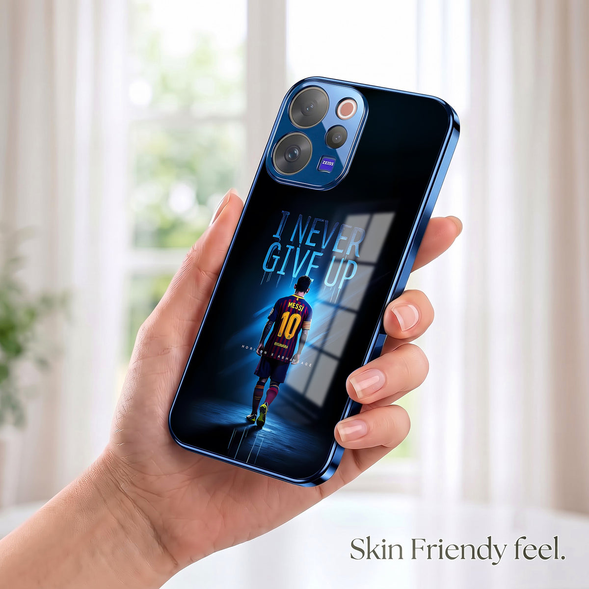 Vivo V70 5G Naver Give Up Blue Electroplated Glass Phone Back Case