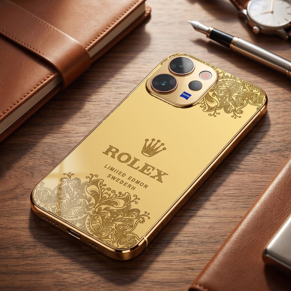 Vivo V70 5G Rolex Crown Gold Electroplated Glass Phone Back Case