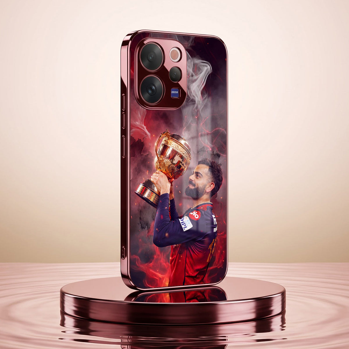 Vivo V70 5G Virat Kohli Burgundy Electroplated Glass Back Case