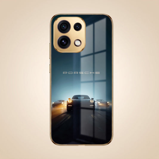 Oppo Reno 16C 5G Porsche Luxury Gold Electroplated Glass Phone Back Case