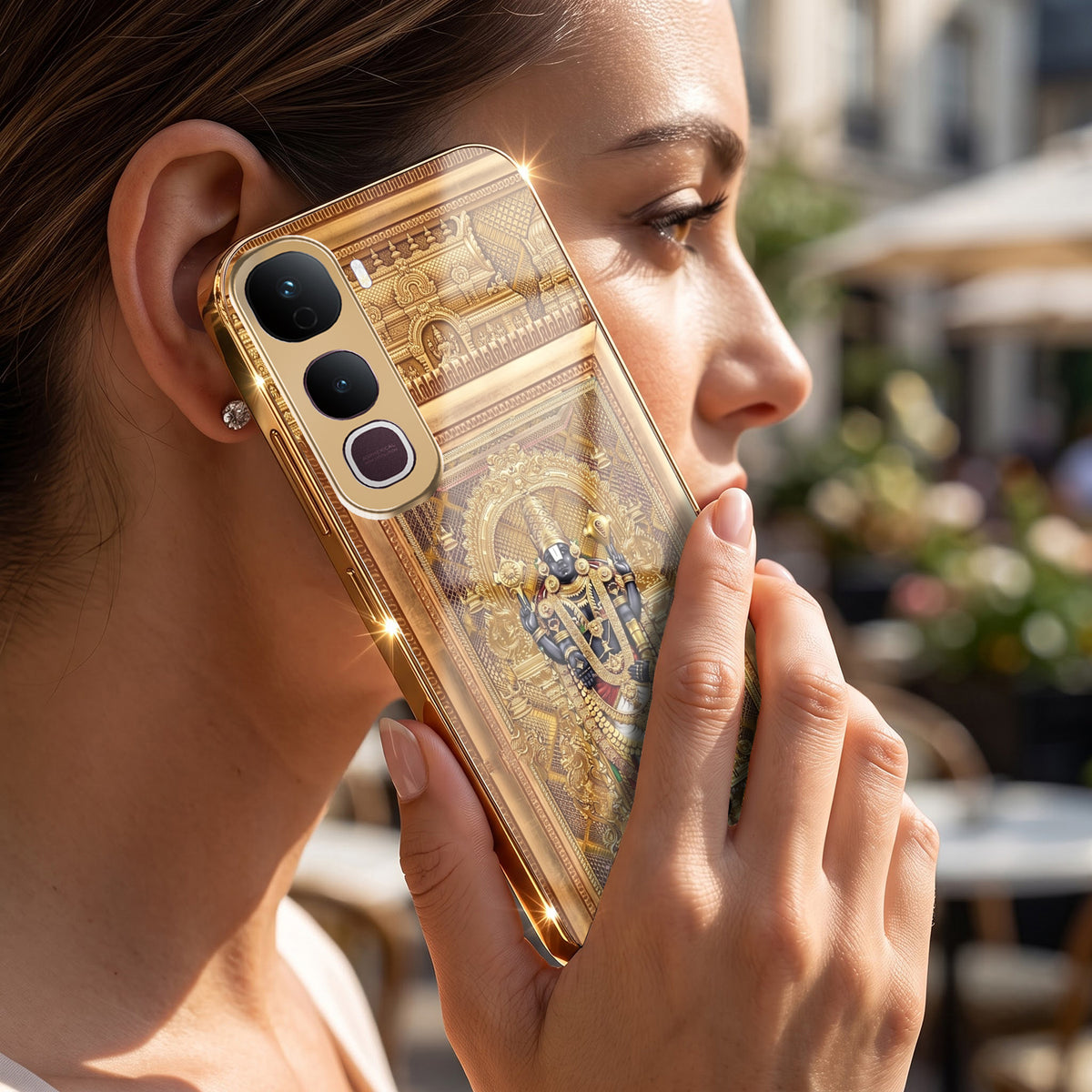 Vivo Y400 Pro 5G Premium Heritage Gold Electroplated Glass Phone Back Case