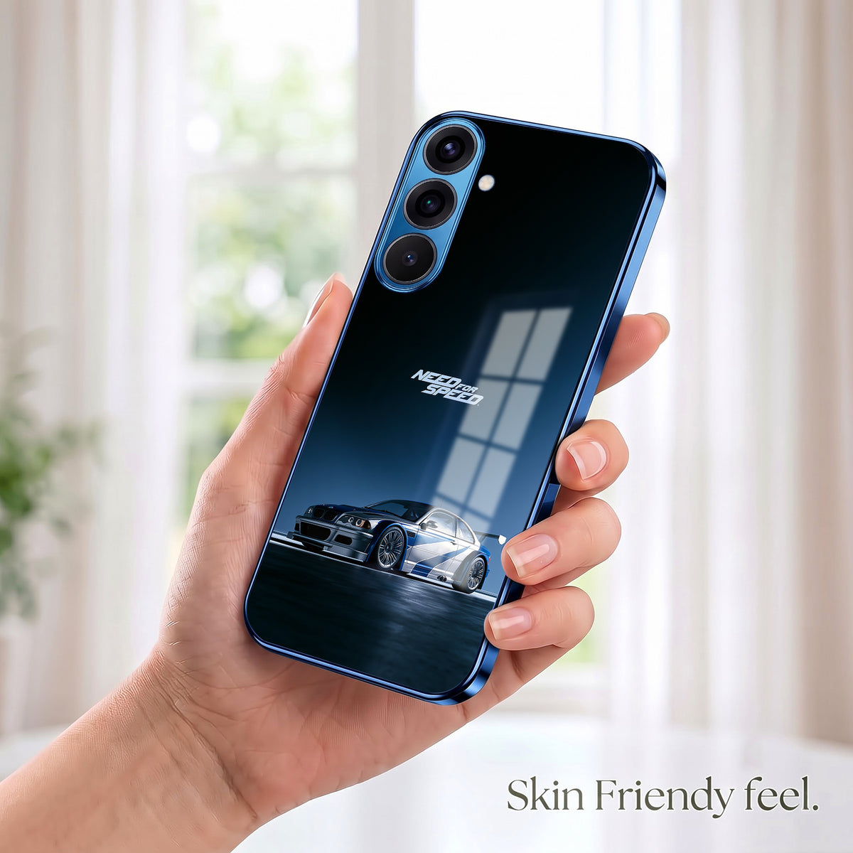 Samsung Galaxy A36 5G Need For Speed Blue Electroplated Glass Phone Back Case