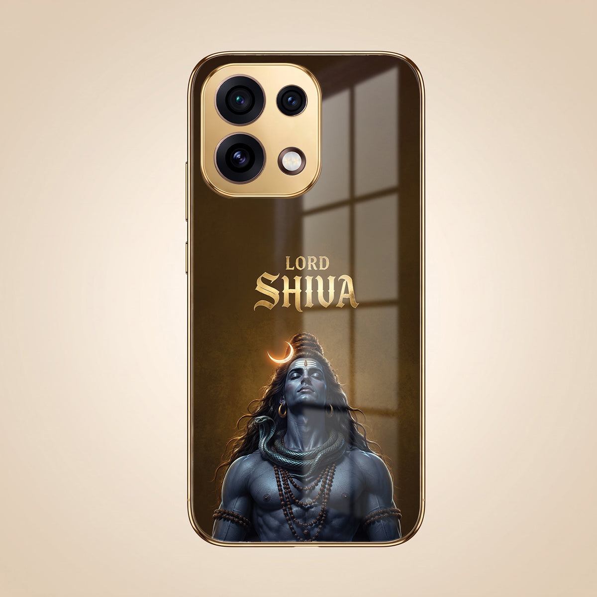 Oppo Reno 16C 5G Lord Shiva Gold Electroplated Glass Phone Back Case