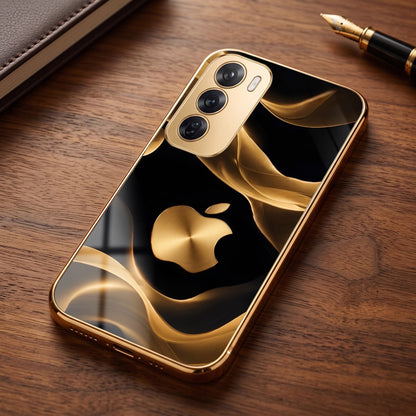 Oppo Reno 12 Pro 5G Luxury Wave Gold Electroplated Glass Phone Back Case