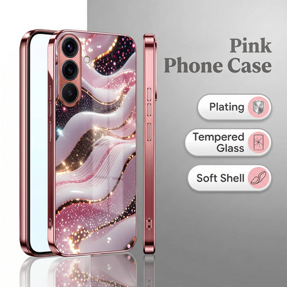 Samsung Galaxy A36 5G Midnight Pearl Wave Pink Electroplated Glass Phone Back Case