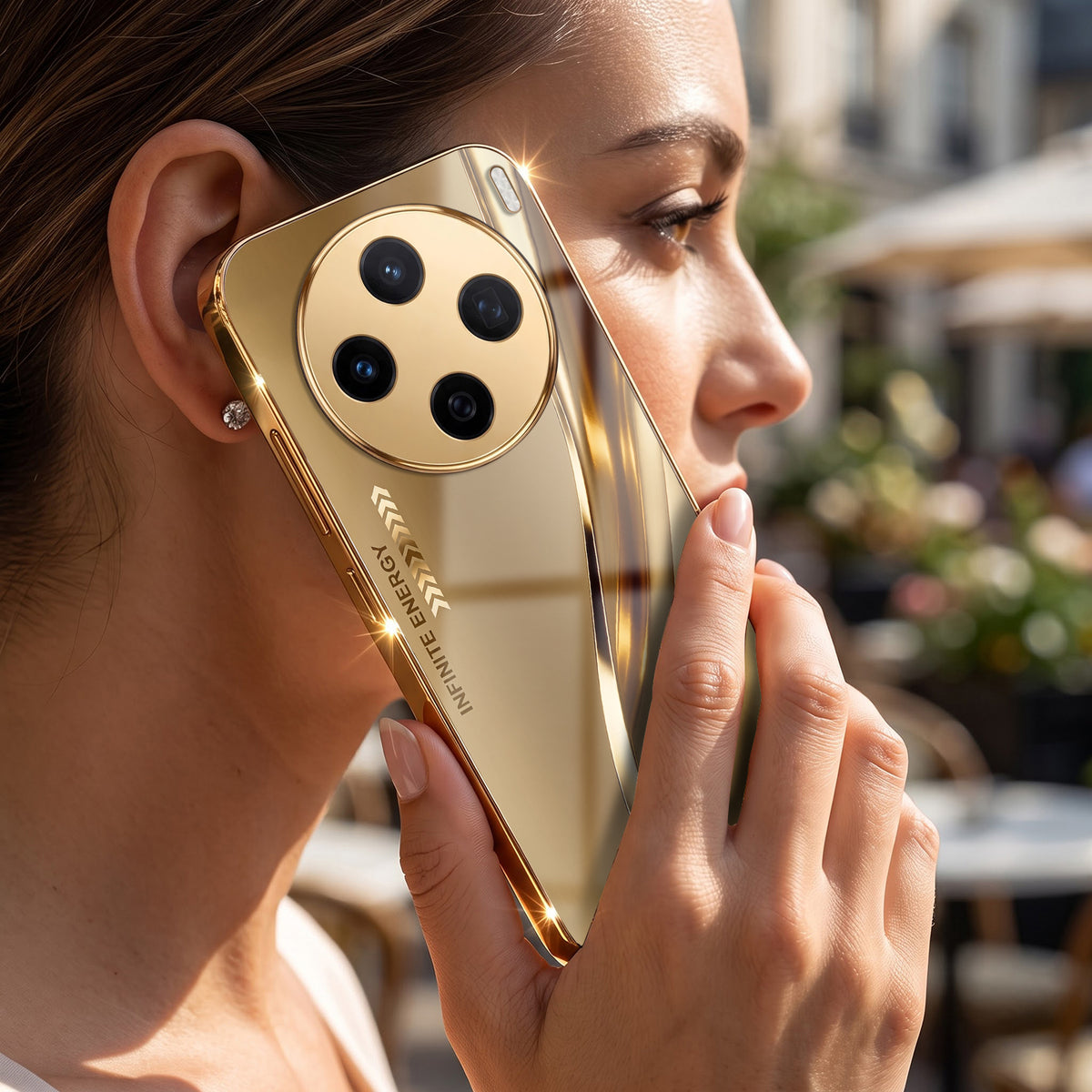 Vivo X200 5G Luxury Infinity Energy Gold Electroplated Glass Phone Case