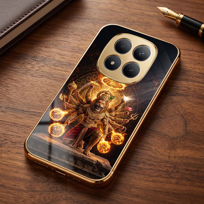 Redmi Note 15 Pro Plus 5G Lord Narasimha Gold Electroplated Glass Phone Back Case