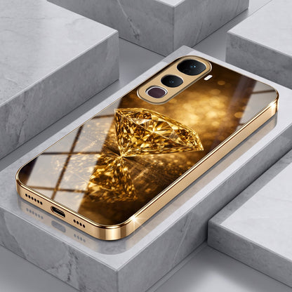 Vivo Y400 Pro 5G Golden Diamond Gold Electroplated Glass Phone Back Case