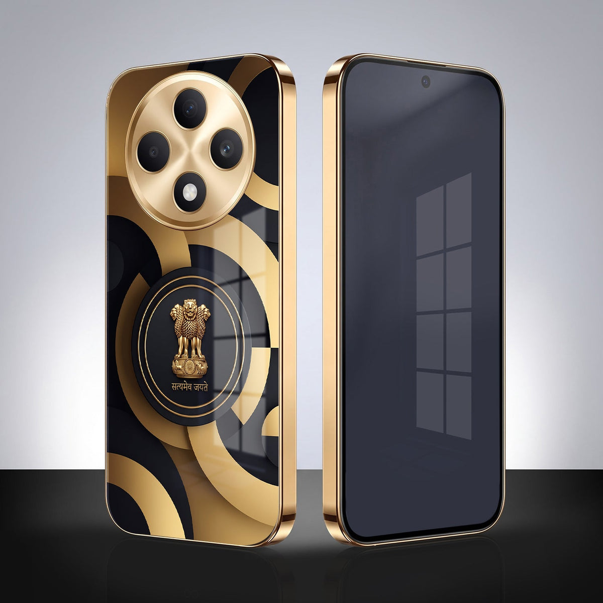 Oppo F27 Pro+ 5G Royal Emblem Gold Electroplated Glass Phone Back Case