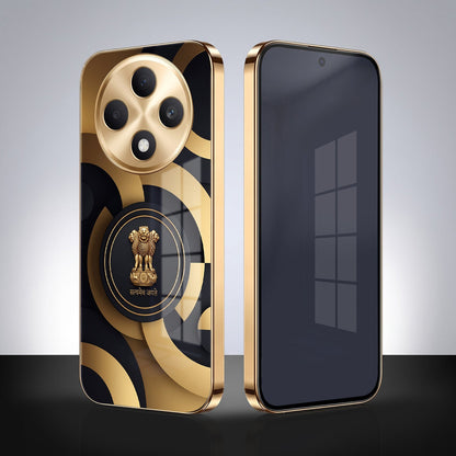 Oppo F27 Pro+ 5G Royal Emblem Gold Electroplated Glass Phone Back Case